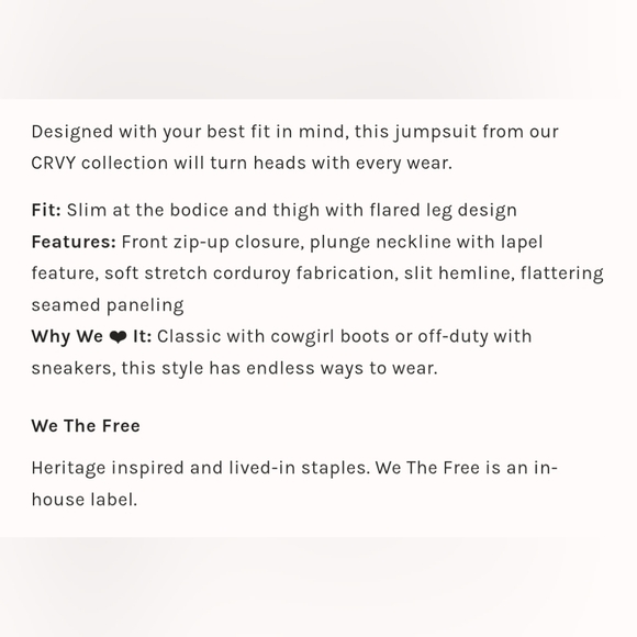 Free People CRVY Ring The Alarm Corduory One Piece Jumpsuit In Red - Picture 5 of 6